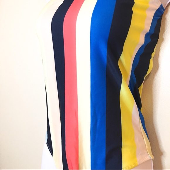 Summertime Striped Rainbow one piece swimsuit. - Picture 2 of 5